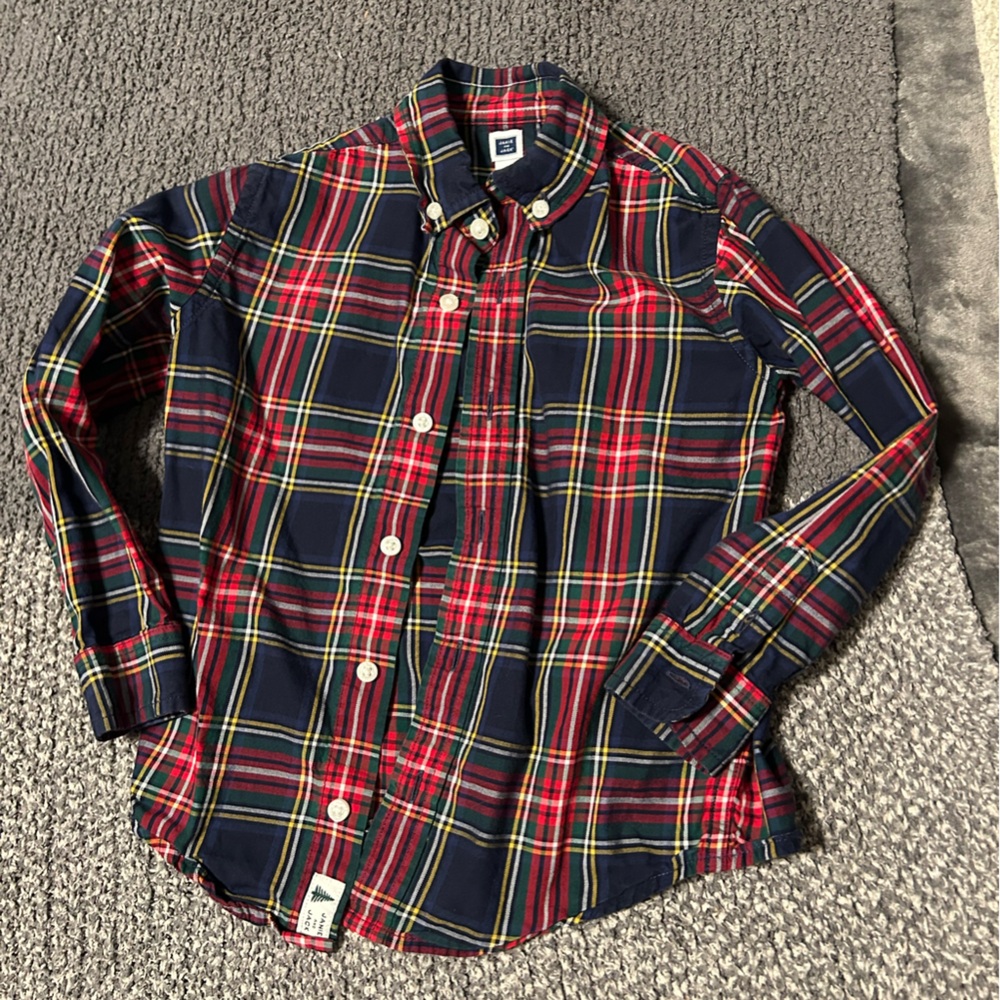 Janie and Jack Festive Plaid Button Down Shirt